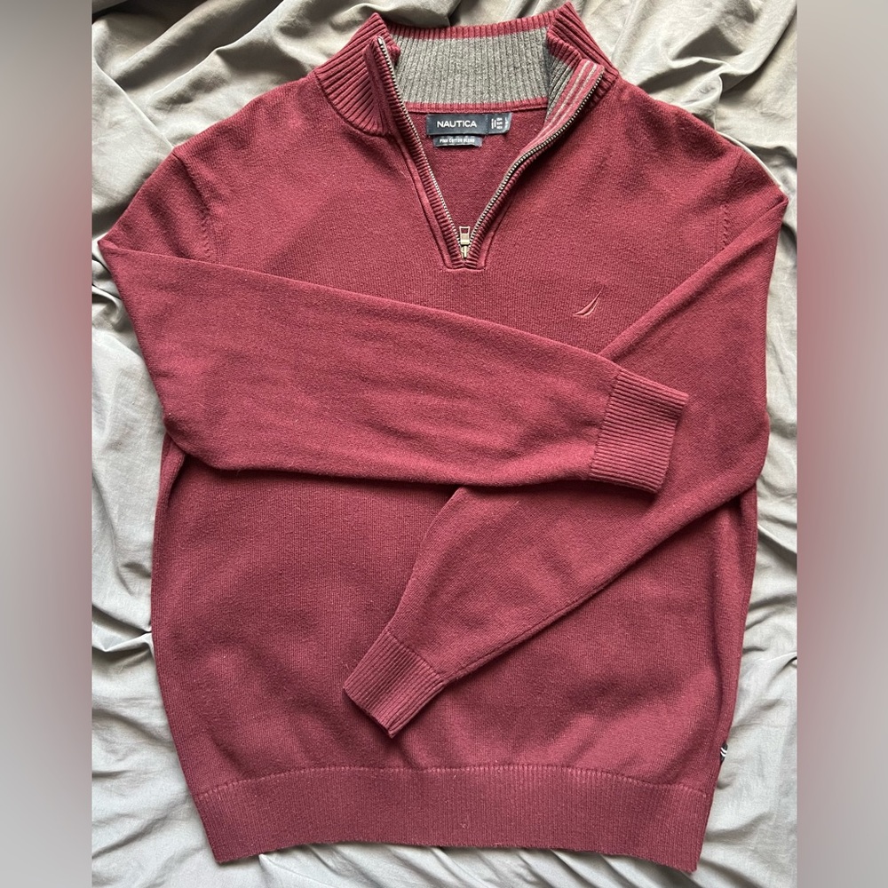 Large Nautica maroon long sleeve sweater